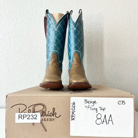 Rod Patrick Womens Cowboy Boots 8AA Brown Turquoise Western Cowgirl Square Toe - Picture 11 of 12